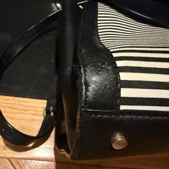 Kate Spade Black and White Striped Satchel - Picture 4 of 11